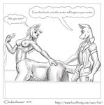  2010 absurd_res anthro bathroom belly big_belly breasts bulge butt clothed clothing comic duo english_text faf feathers feline female fur hi_res jes looking_back male mammal messy monochrome navel nipples nude speech_bubble taur text vore 