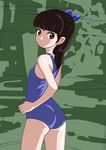  ass bad_id bad_pixiv_id black_hair brown_eyes looking_back one-piece_swimsuit original rohitsuka school_swimsuit solo swimsuit 