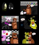  animatronic bear bow_tie canine chica_(fnaf) comic female five_nights_at_freddy&#039;s five_nights_at_freddy&#039;s_2 fox freddy_(fnaf) golden_freddy_(fnaf) good_and_bad_ones machine male mammal mangle_(fnaf) mechanical robot shimazun yellow_eyes 