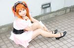  absurdres asahina_mikuru cosplay high_heels highres legs maid maid_headdress miniskirt pantyhose photo skirt suzumiya_haruhi_no_yuuutsu thighs waitress 