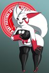  anthro bottomless chubby clothed clothing crovirus female half-dressed high_heels legwear licking licking_lips lipstick makeup nintendo pok&eacute;mon pok&eacute;morph red_eyes simple_background solo stockings tongue tongue_out video_games zangoose zangoose_day 