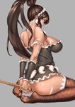  alternate_costume arms_behind_back ass black_dress blood breasts brown_hair bruise dress enmaided fishnet_legwear fishnets french_maid_nidalee from_behind injury ion_(cation) large_breasts league_of_legends long_hair looking_at_viewer looking_back maid maid_headdress nidalee object_insertion off_shoulder ponytail pussy_juice short_dress solo thighs tribal vaginal vaginal_object_insertion vaginal_object_push virgin yellow_eyes 