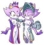  armor blaze_the_cat breasts cat feline goshaag mammal metal nipples one_eye_closed sega sir_percival sonic_(series) undressing wink 