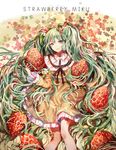  aqua_eyes aqua_hair aqua_nails bad_id bad_pixiv_id bangs dress flower food food_themed_hair_ornament frilled_dress frills fruit hair_flower hair_ornament hatsune_miku highres long_hair looking_at_viewer nadinehuifu nail_polish ribbon smile solo strawberry strawberry_hair_ornament strawberry_miku twintails very_long_hair vocaloid 