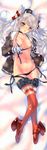  :o absurdres amatsukaze_(kantai_collection) bed_sheet black_panties blush breasts brown_eyes dakimakura dress from_above full-face_blush full_body gloves grey_hair hat highres huge_filesize kantai_collection long_hair long_sleeves looking_at_viewer lying midriff min-naraken mini_hat nipples on_back open_clothes open_dress panties parted_lips red_legwear sailor_dress short_dress small_breasts solo thighhighs two_side_up underwear white_gloves 