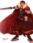  armor bad_id bad_pixiv_id beard cape facial_hair fate/zero fate_(series) highres male_focus red_hair rider_(fate/zero) solo sword weapon ycco_(estrella) 