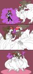  breasts burping claws da-fuze dragon female hilda_(pokemon) human mammal nintendo pok&eacute;mon reshiram rosa_(pokemon) transformation video_games 