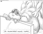  2010 anthro bed belly big_belly big_butt butt canine comic duo english_text equine eyes_closed faf female fox horse interspecies male male/female mammal monochrome nude overweight sex speech_bubble text 