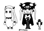  bad_id bad_twitter_id borrowed_character cane cape commentary cosplay greyscale hattifattener horns kantai_collection kei-suwabe long_hair mittens monochrome moomin muppo no_humans northern_ocean_hime northern_ocean_hime_(cosplay) shinkaisei-kan simple_background snufkin twitter_username wo-class_aircraft_carrier wo-class_aircraft_carrier_(cosplay) 