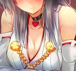  bad_id bad_nicoseiga_id bare_shoulders black_hair blush breasts choker cleavage close-up collarbone detached_sleeves haruna_(kantai_collection) head_out_of_frame heart heart_lock_(kantai_collection) heart_necklace jewelry kantai_collection large_breasts long_hair nontraditional_miko smile solo tsukui_kachou 