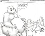  2010 anthro belly big_belly bottle comic english_text faf food lagomorph male mammal monochrome overweight rabbit sitting solo speech_bubble text 