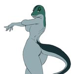  anthro back bedroom_eyes breasts chochi edit female half-closed_eyes lizard nipples nude plain_background pussy reptile scalie side_boob standing white_background 
