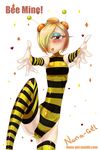  2015 arthropod bee blush clothing female hair insect nana_gel open_mouth solo text tongue 