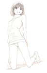  dress monochrome no_pants original panties sketch smile socks solo sweater sweater_dress traditional_media turtleneck underwear yoshitomi_akihito 