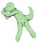  adventure_time anthro apis balls cub dinosaur flaccid gunther_(adventure_time) male penis solo young 