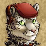  abstract_background catcat feline fur green_eyes hat jewelry leopard leopardcat looking_at_viewer male mammal miraklin solo white_fur 