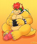  anthro bowser dragon erection king koopa male mario_bros nintendo penis reptile royalty scalie scwarzfox sitting solo thick_penis turtle video_games 