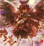  bird_wings fang fingernails hat_feather long_fingernails mystia_lorelei nail_polish pink_eyes pink_hair red_nails sharp_fingernails solo touhou traditional_media umarutsufuri wings 