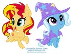  2015 alpha_channel cute equestria_girls equine female feral friendship_is_magic horn mammal my_little_pony smile stepandy sunset_shimmer_(eg) trixie_(mlp) unicorn 
