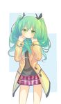  bad_id bad_pixiv_id coat green_eyes green_hair hair_scarf hatsune_miku long_hair rokuroku_(xd_p) skirt smile solo vocaloid 