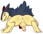  alpha_channel anus balls butt erection feral fur jetfrozen looking_at_viewer looking_back nintendo nude penis plain_background pok&eacute;mon presenting presenting_hindquarters smile teeth transparent_background typhlosion video_games 