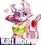  &lt;3 cat eyeshadow feline female hand_behind_head katt_monroe makeup mammal nintendo smile solo star_fox text video_games ユッカ 