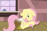  diaper embarrassed feces fluttershy_(mlp) friendship_is_magic happy hiding my_little_pony peeing pooing scat smile urine 