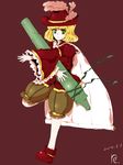  alphes_(style) bad_id bad_pixiv_id blonde_hair cape feathers green_eyes hat heavenly_gathering_of_clouds highres original parody refle senpaku_houran short_hair smile solo style_parody touhou 