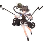  1girl animal_ears artist_request basket black_dress black_shoes bloomers breasts capelet closed_mouth dowsing_rod dress dual_wielding full_body game_asset grey_capelet grey_hair holding holding_with_tail jewelry looking_at_viewer mouse_(animal) mouse_ears mouse_girl mouse_tail nazrin necklace non-web_source official_art pendant prehensile_tail red_eyes self-datamine shoes short_hair simple_background small_breasts socks solo tail touhou touhou_arcadia_record transparent_background white_bloomers white_socks 
