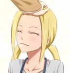  blonde_hair brown_eyes casual closed_eyes face free-da hagimura_suzu hand_on_another's_head long_hair out_of_frame petting seitokai_yakuindomo smile solo_focus twintails 