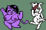accessory alternate_universe anthro areola asriel_dreemurr balls big_balls big_breasts big_butt big_ears big_penis black_hair blush bodily_fluids boss_monster_(undertale) bovid breasts butt caprine catty_cattenheimer deltarune digit_ring digital_media_(artwork) domestic_cat duo ears_as_hair erection eye_patch eyelashes eyewear fangs felid feline felis female female_anthro fur genital_fluids genitals goat gynomorph hair horn huge_breasts huge_butt huge_penis humanoid_genitalia humanoid_penis intersex jewelry long_ears looking_at_another looking_at_partner mammal mature_anthro mature_female messy_hair moronicpixels nipples nude one_eye_closed open_mouth overweight overweight_female pawpads paws penis pixel_(artwork) pose precum purple_body purple_fur ring ring_(jewelry) shiftshiftshift simple_background slim small_waist smile standing tail teeth thick_thighs tongue undertale undertale_(series) wedding_ring white_body white_fur white_hair wide_eyed wide_hips wink xenias98