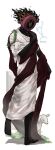  1other absurdres ancient_greek_clothes animal baby_animal barefoot black_skin bootes_(constellation) clock colored_skin constellation dante_(limbus_company) flaming_head greco-roman_clothes highres himation holding holding_animal lamb limbus_company naughty_0b object_head project_moon shawl sheep watermark watermark_grid wreath 