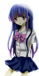  bad_id bad_pixiv_id blue_hair bow furude_rika higurashi_no_naku_koro_ni hito_kohaku long_hair pink_bow purple_eyes solo standing 