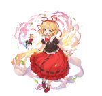  1girl :d artist_request back_bow blonde_hair blue_eyes blush bow bowtie brown_shirt bubble_skirt fairy_wings falling_leaves frilled_skirt frills full_body game_asset hair_ribbon leaf loafers looking_at_viewer medicine_melancholy medium_hair non-web_source official_art open_mouth puffy_short_sleeves puffy_sleeves red_bow red_bowtie red_ribbon red_shoes red_skirt ribbon ribbon-trimmed_shirt ribbon-trimmed_skirt ribbon_trim self-datamine shirt shoes short_sleeves simple_background skirt smile socks solo su-san touhou touhou_arcadia_record transparent_background white_bow white_socks wings 