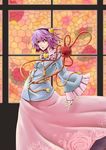  eyes floral_print hairband heart highres komeiji_satori mazuka_kei purple_hair red_eyes short_hair solo stained_glass touhou 