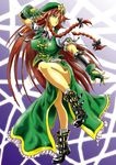  bad_id bad_pixiv_id boots braid china_dress chinese_clothes dress fighting_stance fingerless_gloves gloves hijikawa_arashi hong_meiling long_hair red_hair side_slit solo thighs touhou twin_braids very_long_hair 