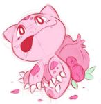  alternate_color bulbasaur fangs flower kimmy_arts leaf no_humans petals pink_flower pink_petals pink_rose pokemon pokemon_(creature) red_eyes rose saliva tongue tongue_out 