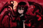  asymmetrical_wings black_hair gia houjuu_nue red_eyes short_hair solo touhou wings 