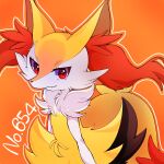 1:1 2024 2chatnoir2 ambiguous_anthro ambiguous_gender anthro biped braixen canid closed_smile cute_fangs digital_drawing_(artwork) digital_media_(artwork) dipstick_tail fangs flat_chested front_view generation_6_pokemon half-length_portrait hi_res looking_at_viewer mammal markings mouth_closed nintendo outline pokedex_number pokemon pokemon_(species) portrait simple_background smile snout solo standing tail tail_markings teeth three-quarter_view