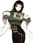  1girl black_hair braid breasts eyes_visible_through_hair green_sweater grey_hair hair_ornament hair_over_one_eye koishikawa large_breasts long_braid long_hair looking_at_viewer multicolored_hair nijisanji orange_eyes ribbed_sweater shawl shirayuki_tomoe shirayuki_tomoe_(1st_costume) single_braid smile solo sweater valentine virtual_youtuber white_shawl 