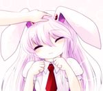  :3 animal_ears bunny_ears long_hair necktie out_of_frame petting pink_hair red_neckwear reisen_udongein_inaba solo_focus touhou yume_shokunin 