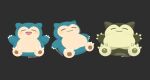  artist_name black_background blush_stickers closed_eyes closed_mouth commentary_request fangs lying no_humans on_back pokemon pokemon_(creature) pokemon_focus retro_artstyle rizu_(rizunm) simple_background smile snorlax 