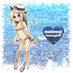  bad_id bad_pixiv_id bikini cowboy_hat grin hat highres legs long_hair mabinogi miyamae_porin red_eyes silver_hair skirt smile solo swimsuit western 