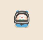  artist_name backpack bag blue_bag blush bow bowtie closed_eyes commentary_request green_bow green_bowtie highres in_bag in_container no_humans pokemon pokemon_(creature) pokemon_focus rizu_(rizunm) rowlet simple_background white_background 