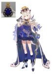  1girl animal_ears arm_at_side bare_arms belly_chain black_gloves blue_cloak blue_dress blue_hair blue_socks bow bowtie bracelet breasts cloak closed_mouth colored_tips crown double-parted_bangs dress extra_ears fold-over_boots full_body fur-trimmed_cloak fur_trim gloves hair_intakes hand_rest hand_up high_heels highres jewelry legs_apart long_hair looking_at_viewer multicolored_hair original photo_inset raised_eyebrows reference_inset ring shoes short_dress simple_background skinny sleeveless sleeveless_dress small_breasts socks solo spread_fingers staff standing straight_hair tail toga_(toganawa) unfinished wavy_hair white_background white_hair white_shoes white_tail yellow_bow yellow_bowtie yellow_eyes 