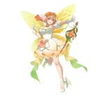 1girl bare_shoulders blonde_hair blush breasts butterfly_wings dress fairy fairy_wings fire_emblem fire_emblem_heroes flower full_body gloves hair_between_eyes hair_ornament insect_wings looking_at_viewer medium_breasts miyako_(xxxbibit) multicolored_hair official_alternate_costume official_art open_mouth peony_(fire_emblem) peony_(interwoven_dream)_(fire_emblem) pointy_ears purple_eyes second-party_source shoes sidelocks simple_background smile solo staff standing standing_on_one_leg teeth upper_teeth_only white_background white_dress white_gloves white_shoes wings 