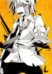  foreshortening hands kagamine_len male_focus monochrome mukkun necktie solo tears vocaloid 