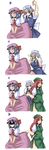  4koma camera comic female_pervert highres hong_meiling implied_pantyshot izayoi_sakuya multiple_girls pervert remilia_scarlet silent_comic skirt skirt_flip time_stop touhou umakatsuhai 