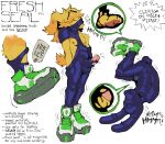 a_guy_somewhere advertisement anthro balls bdsm bondage bound clothing encasement english_text feet foot_focus footwear foreskin genitals guy_(a_guy_somewhere) hi_res lagomorph latex latex_clothing latex_skinsuit leporid liquid_latex lock_bulge lying male mammal nipples null_bulge pecs penis rabbit restrained shoes skinsuit small_tail sneakers solo standing tail text throbbing throbbing_penis tight_clothing