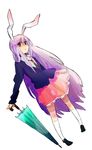  animal_ears bad_id bad_pixiv_id bunny_ears closed_umbrella long_hair necktie reisen_udongein_inaba skirt solo tarako_supa touhou umbrella very_long_hair 